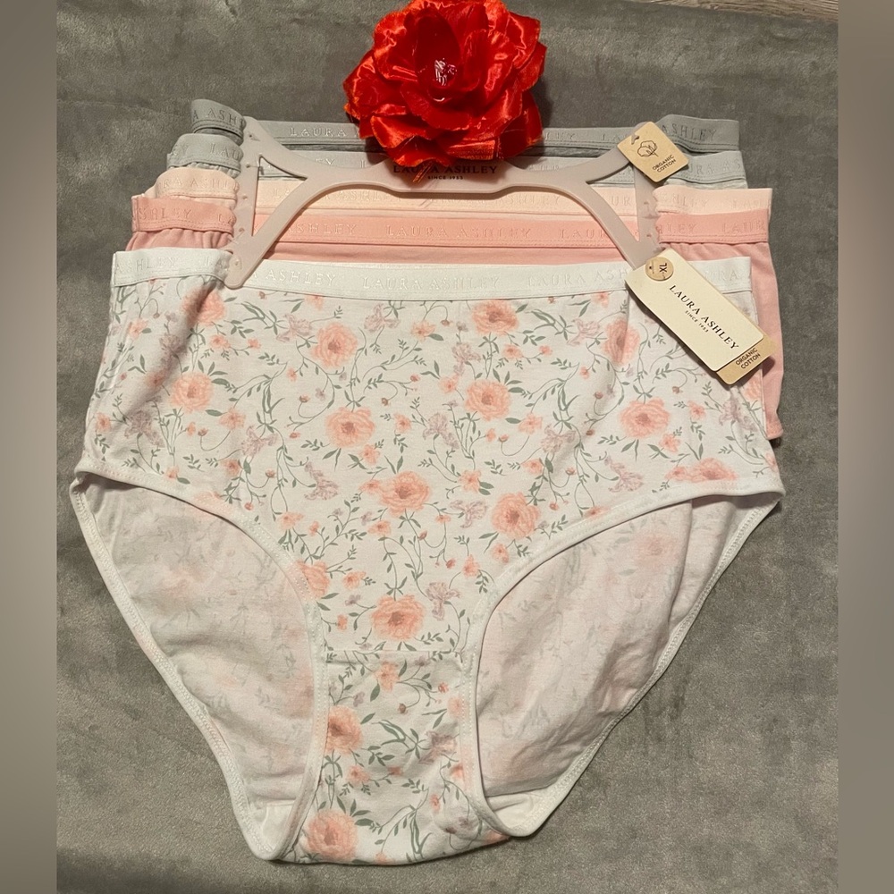 Laura Ashley 5 Pack Organic Cotton Women’s Brief Panties - Size XL